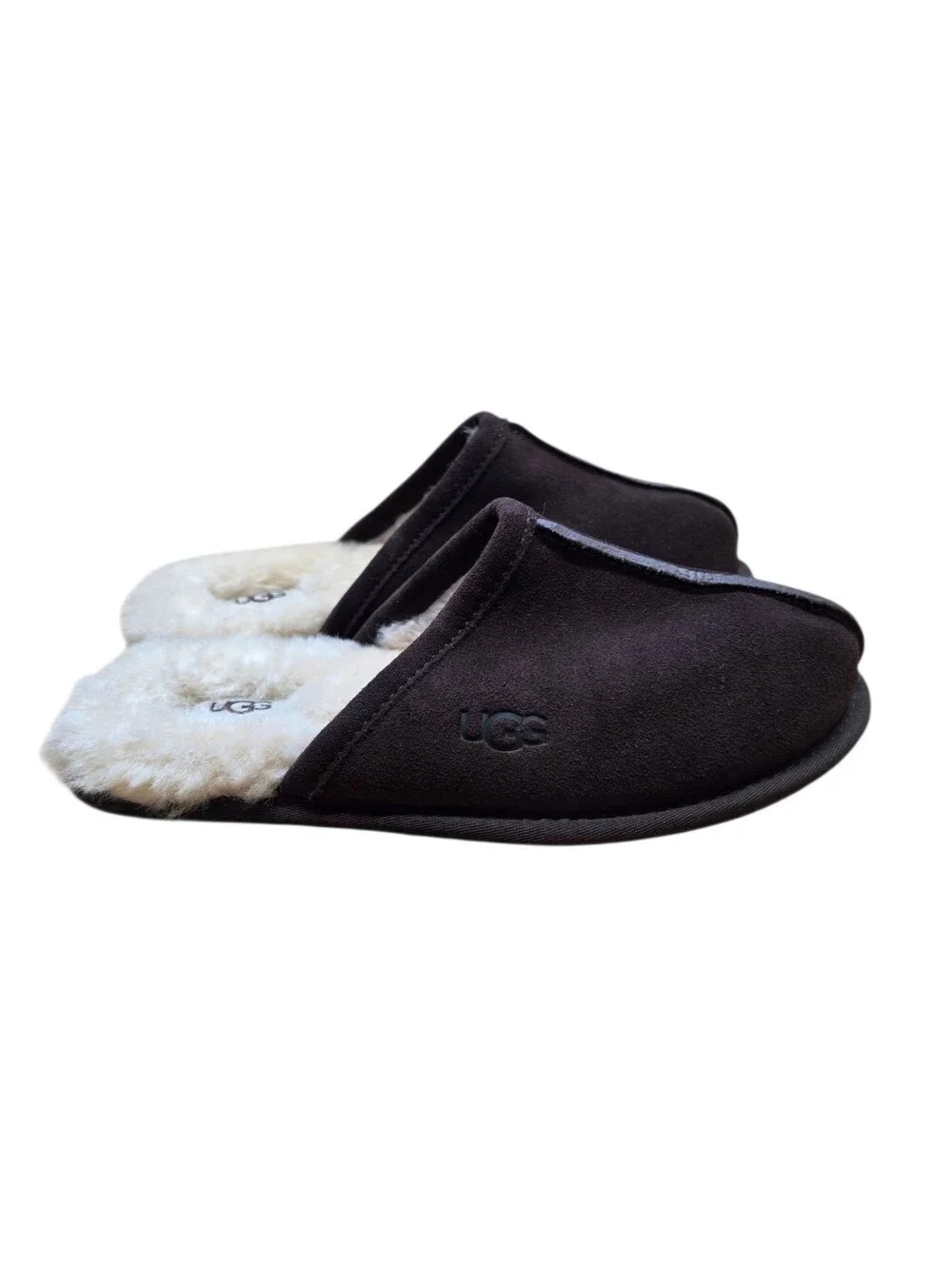 Ugg Scuff Mens Chocolate Brown Fur Lined Slippers 9